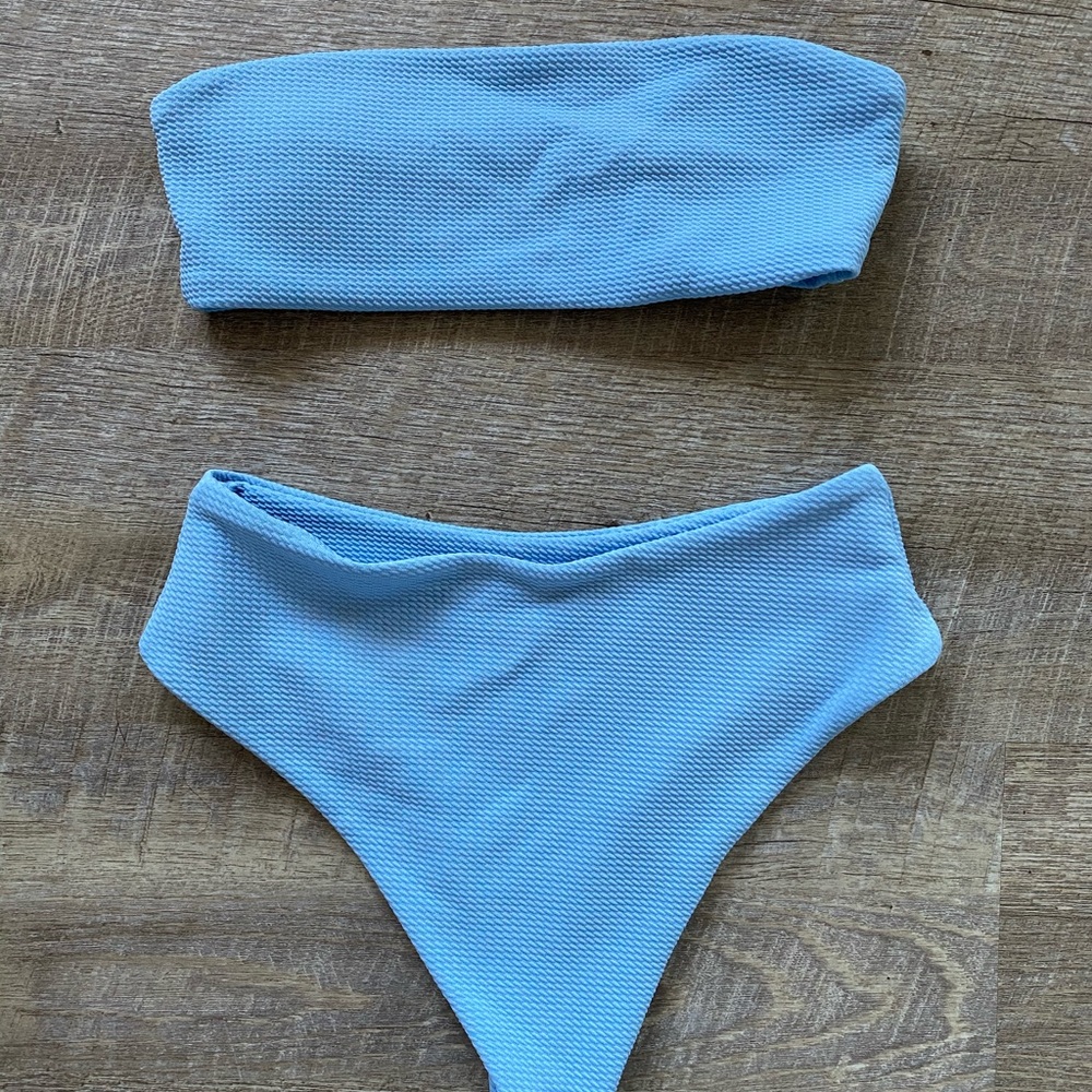 Light blue bandeau bikini